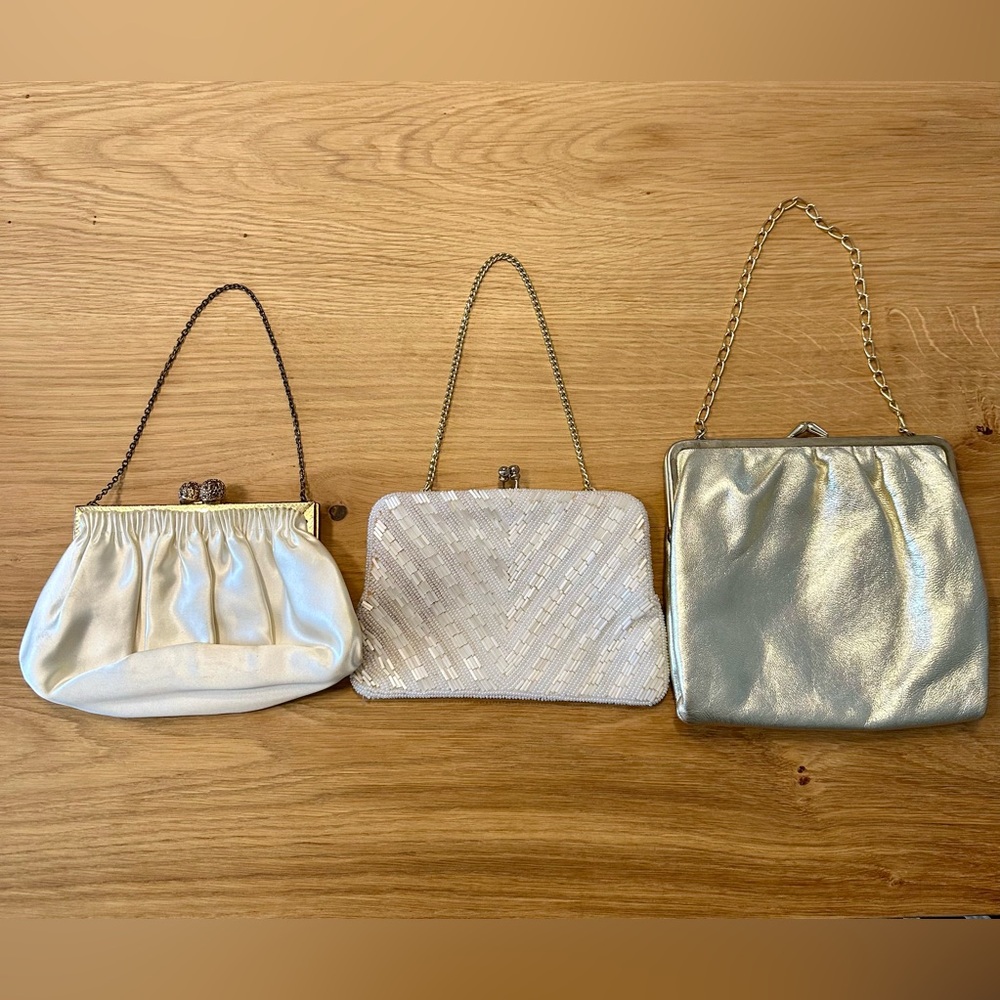 Vintage Evening Bag Set/Lot | Walborg, Beaded Artel, Gold Lamé Clutch Purses